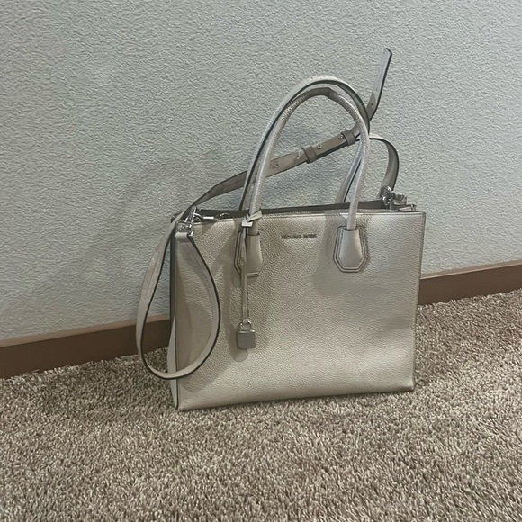 Michael Kors Handbags - Michael Kors Gray Satchel with Structured Design and Silver Hardware